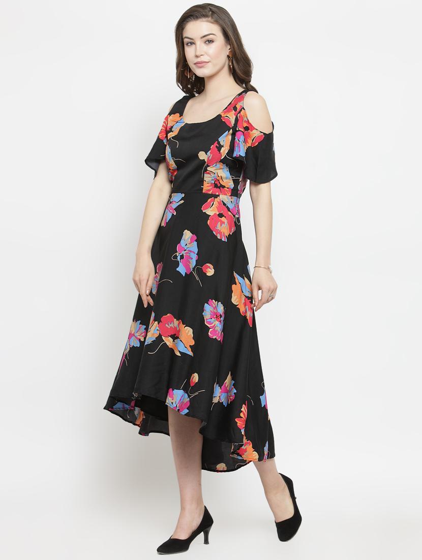 cold shoulder floral high low dress - 16201103 - Zoom Image - 2