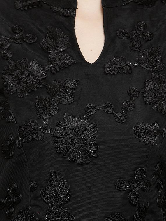mandarin neck embroidered gown - 16201105 - Zoom Image - 5
