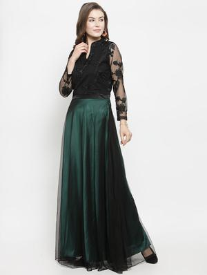 mandarin neck embroidered gown - 16201107 - Standard Image - 2