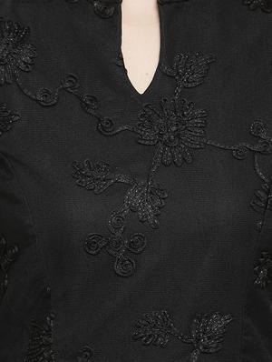 mandarin neck embroidered gown - 16201107 - Standard Image - 5