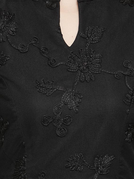 mandarin neck embroidered gown - 16201107 - Zoom Image - 5