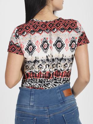 scoop neck boho print tee - 16202343 - Standard Image - 2