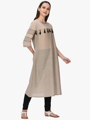 crochet yoke a-line kurta - 16202657 - Standard Image - 2