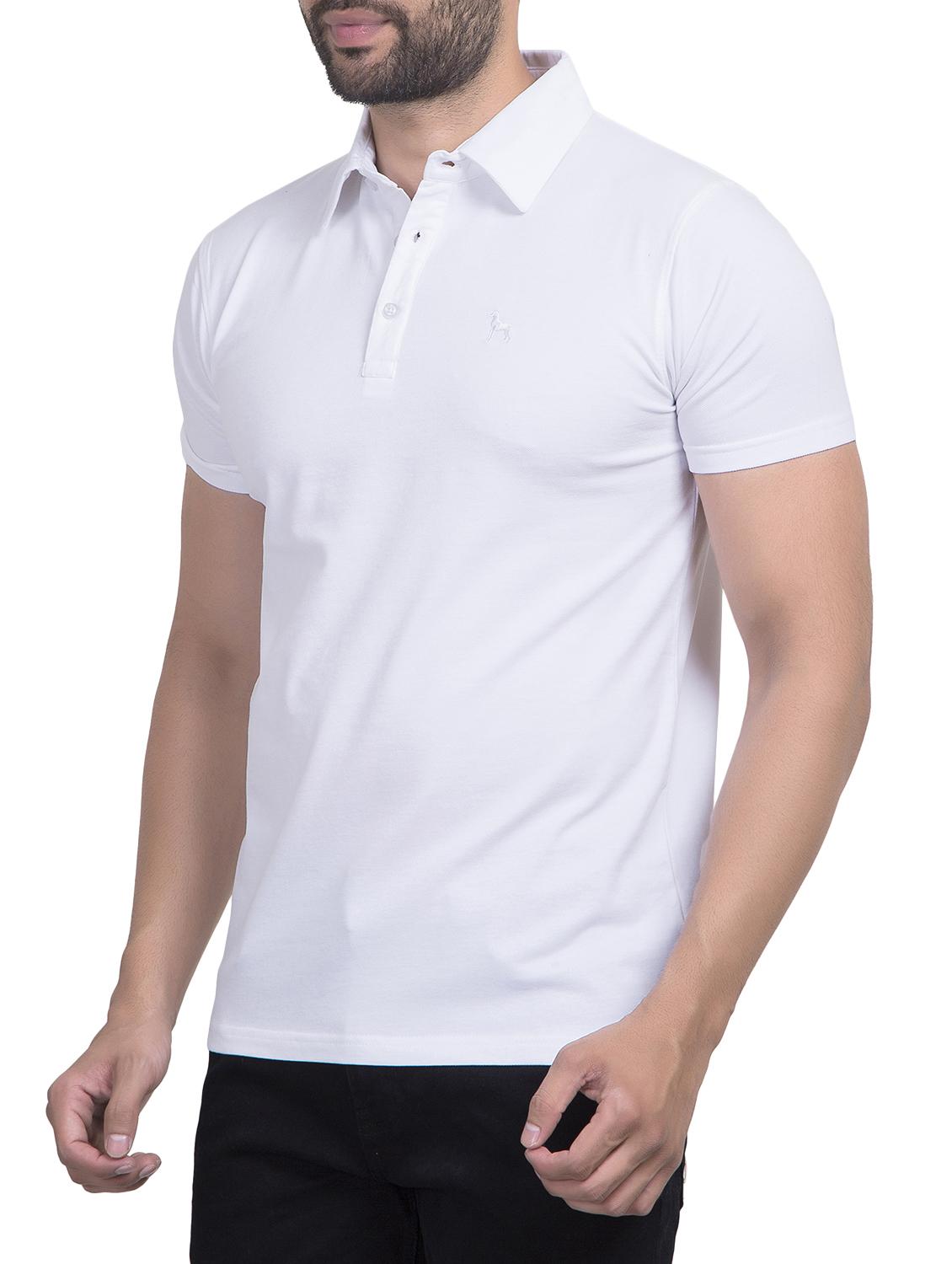 white solid polo t-shirt - 16202894 - Zoom Image - 2