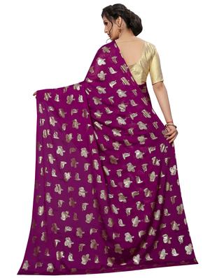 foil printed saree with blouse - 16204189 - Standard Image - 2