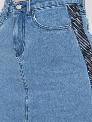 side taped a-line denim skirt - 16206876 - Standard Image - 5