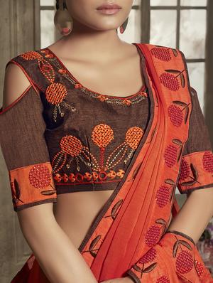 embroidered bordered mysore silk saree with blouse - 16208097 - Standard Image - 2