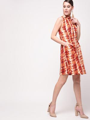 pocket detail tie front a-line dress - 16208099 - Standard Image - 2