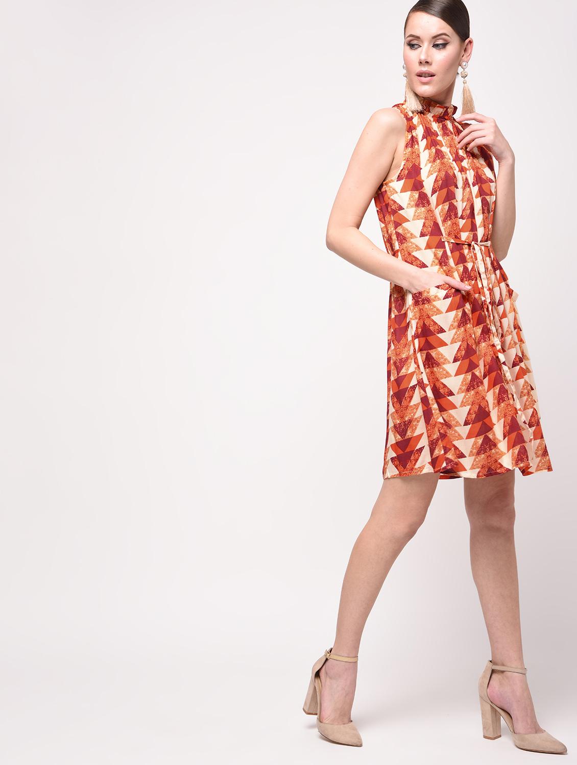 pocket detail tie front a-line dress - 16208099 - Zoom Image - 2