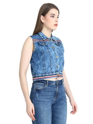 tape detail denim jacket - 16208422 - Standard Image - 2
