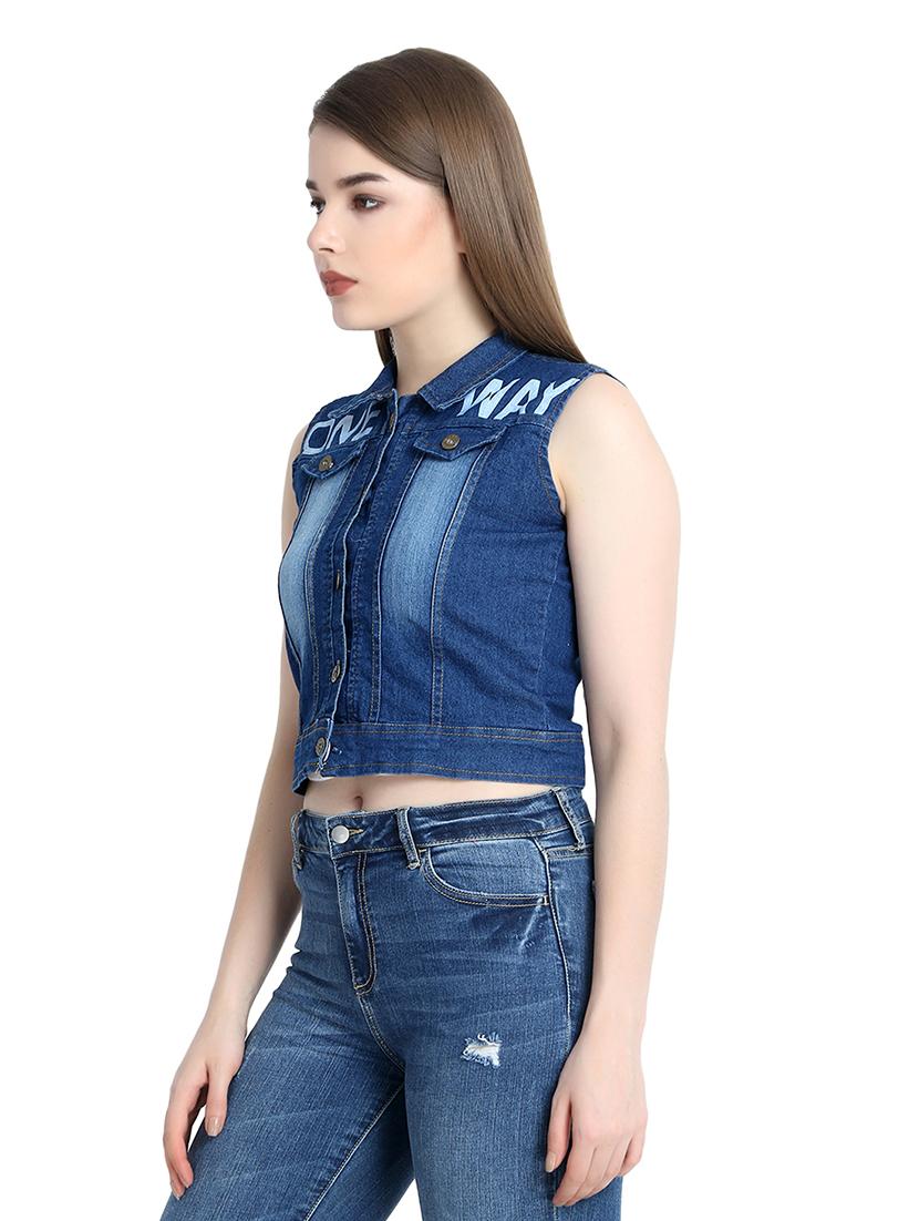 graphic print denim jacket - 16208423 - Zoom Image - 2