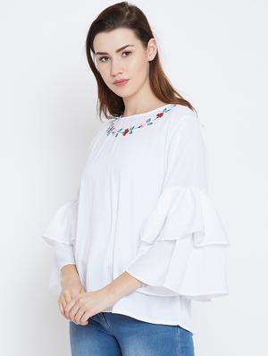 bell sleeved embroidered top - 16208499 - Standard Image - 2