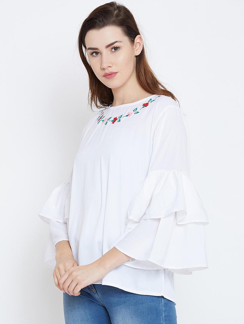 bell sleeved embroidered top - 16208499 - Zoom Image - 2