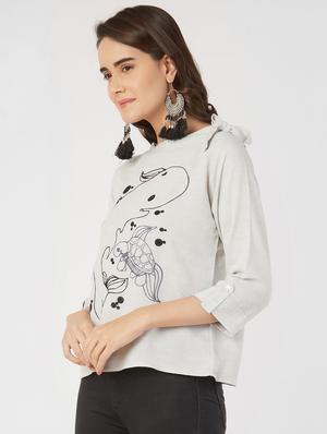 tie up neck printed top - 16209663 - Standard Image - 2
