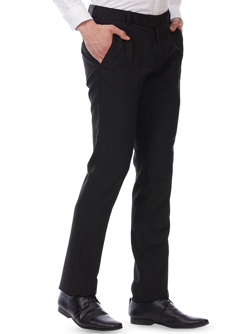 black striped flat front formal trouser - 16214436 - Zoom Image - 2