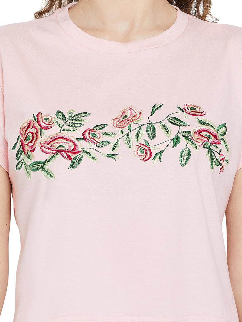 short sleeved embroidered crop top - 16214491 - Zoom Image - 5