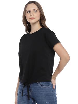 tie knot hem crew neck top - 16215373 - Standard Image - 2