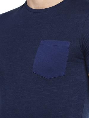 navy blue solid pocket t-shirt - 16215482 - Standard Image - 5