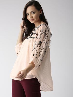 asymmetrical embroidered top - 16216618 - Standard Image - 2