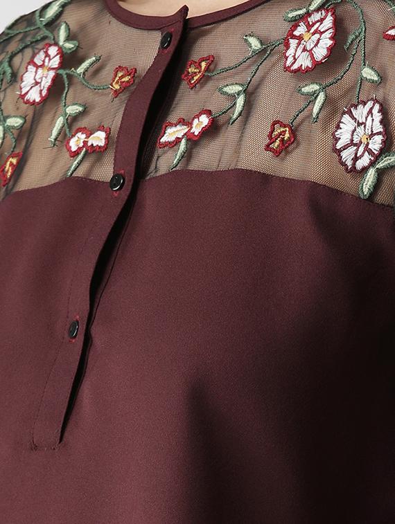 sheer panel embroidered top - 16216620 - Zoom Image - 5