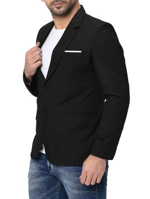 black solid single breasted casual blazer - 16216828 - Standard Image - 2