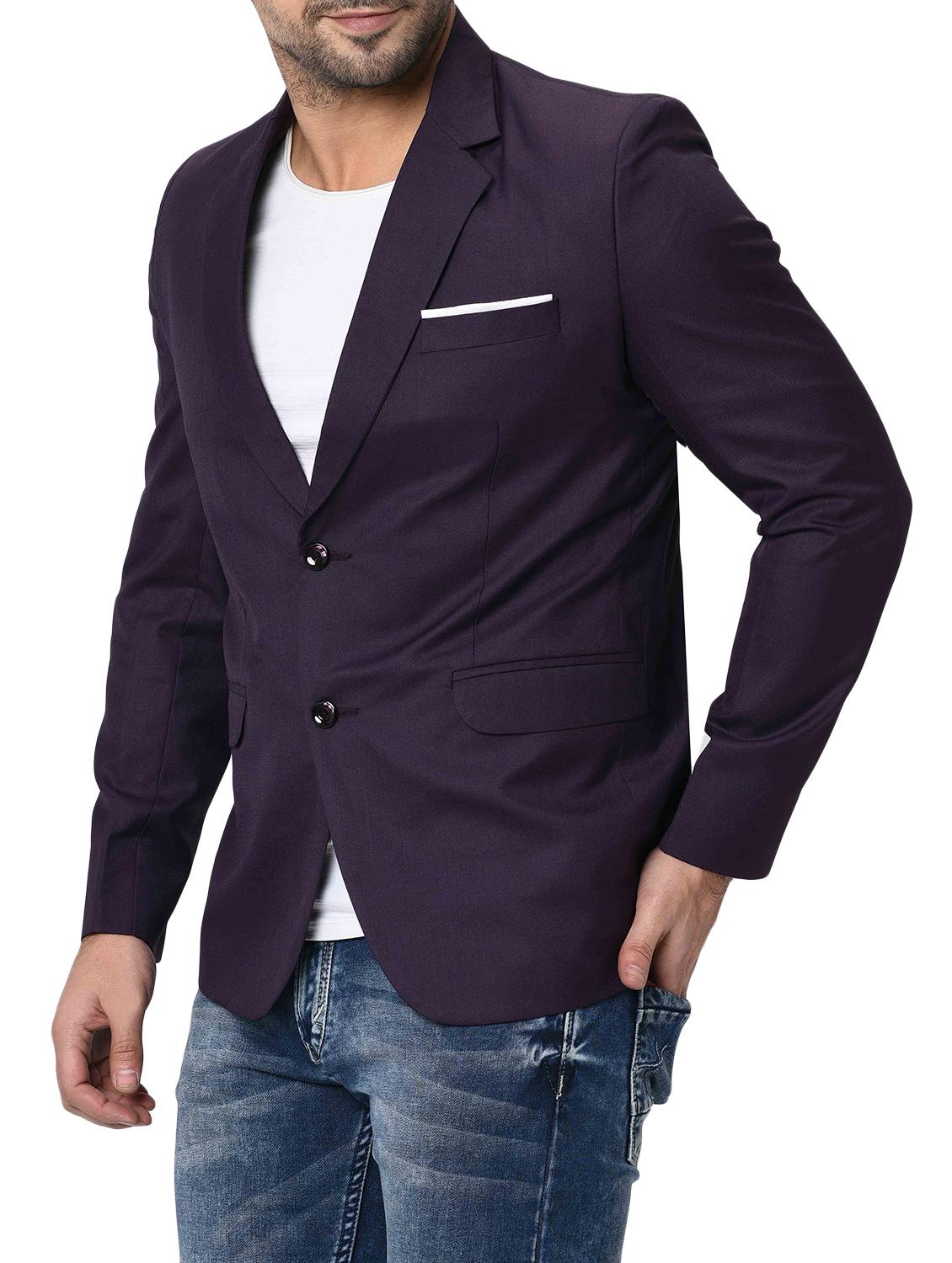 purple solid single breasted casual blazer - 16216833 - Zoom Image - 2