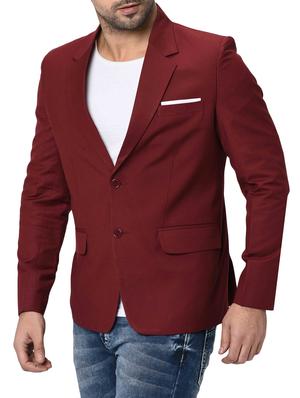 red solid single breasted casual blazer - 16216834 - Standard Image - 2