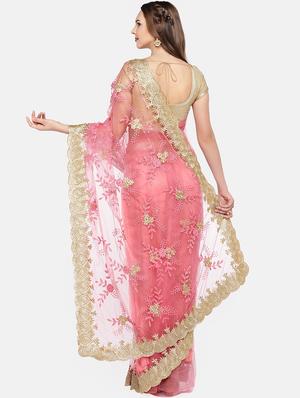 floral embroidered saree with blouse - 16217779 - Standard Image - 2