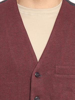 red solid waist coat - 16217862 - Standard Image - 5