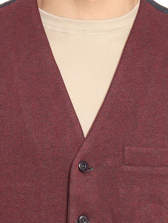 red solid waist coat - 16217862 - Zoom Image - 5
