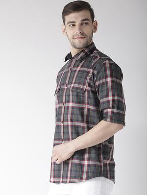 grey checkered casual shirt - 16217973 - Standard Image - 2