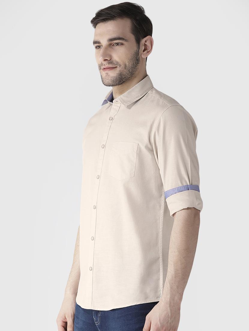 beige solid casual shirt - 16217978 - Zoom Image - 2