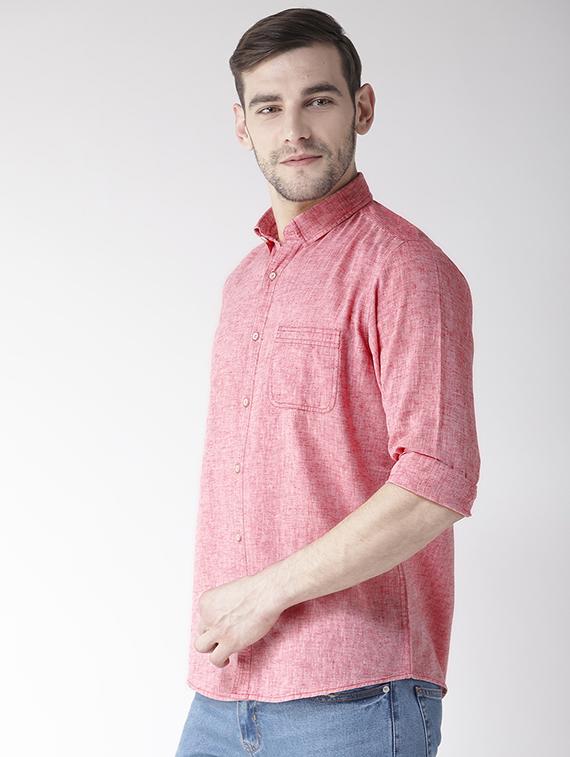 red linen casual shirt - 16217996 - Zoom Image - 2