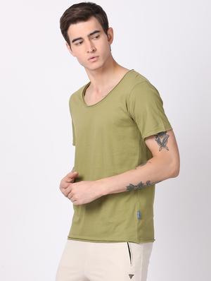 olive green solid t-shirt - 16218120 - Standard Image - 2