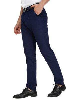 blue solid chinos - 16218215 - Standard Image - 2