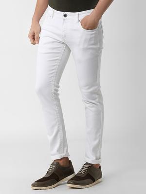 white cotton plain jeans - 16218554 - Standard Image - 2