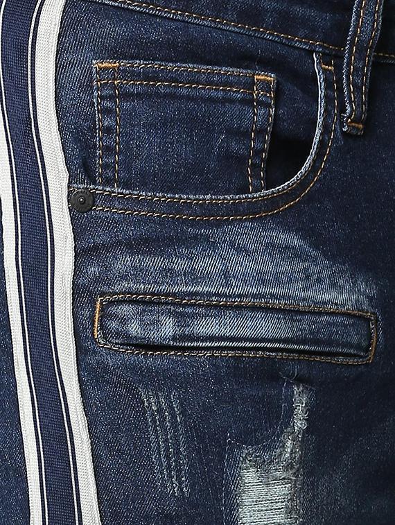 blue side taped biker denim - 16218556 - Zoom Image - 5