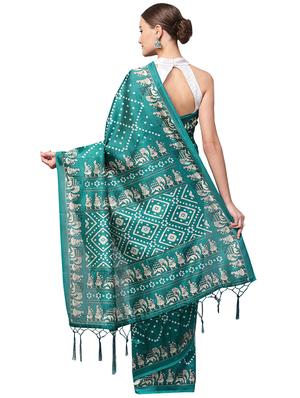 conversational printed saree with blouse - 16219126 - Standard Image - 2