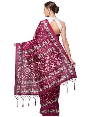 conversational printed saree with blouse - 16219128 - Standard Image - 2