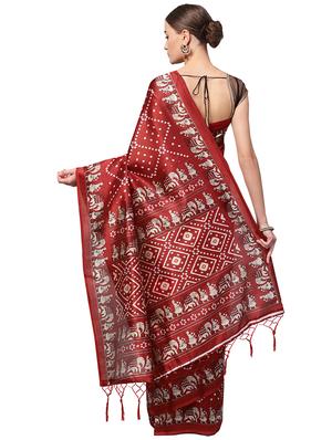 conversational printed saree with blouse - 16219129 - Standard Image - 2