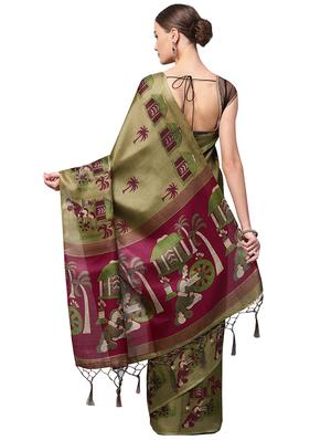 conversational printed saree with blouse - 16219130 - Standard Image - 2