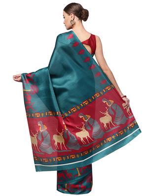 conversational printed saree with blouse - 16219131 - Standard Image - 2