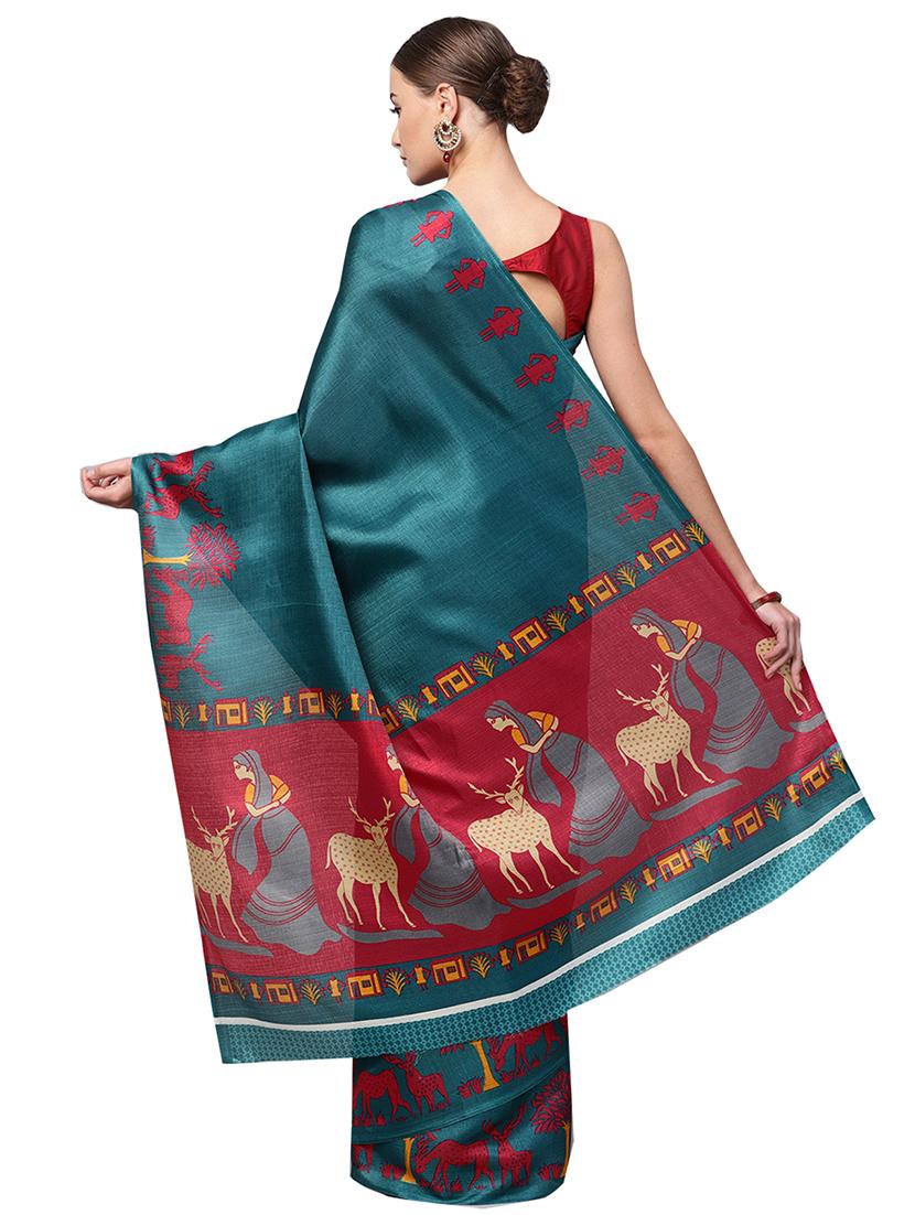 conversational printed saree with blouse - 16219131 - Zoom Image - 2