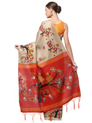 conversational printed saree with blouse - 16219136 - Standard Image - 2