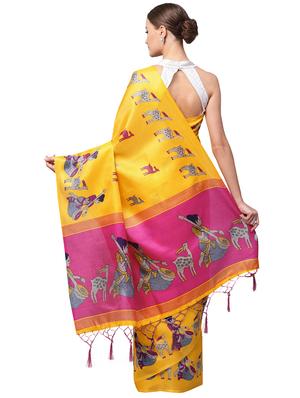 conversational printed saree with blouse - 16219140 - Standard Image - 2