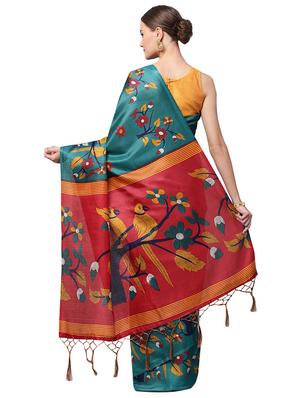 conversational printed saree with blouse - 16219141 - Standard Image - 2