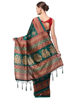 conversational printed saree with blouse - 16219143 - Standard Image - 2