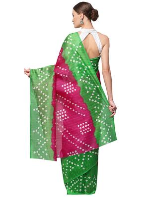 bandhani printed saree with blouse - 16219145 - Standard Image - 2