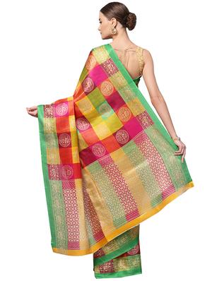 checkered printed saree with blouse - 16219146 - Standard Image - 2
