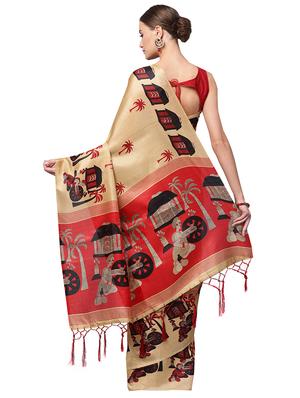 conversation printed saree with blouse - 16219147 - Standard Image - 2